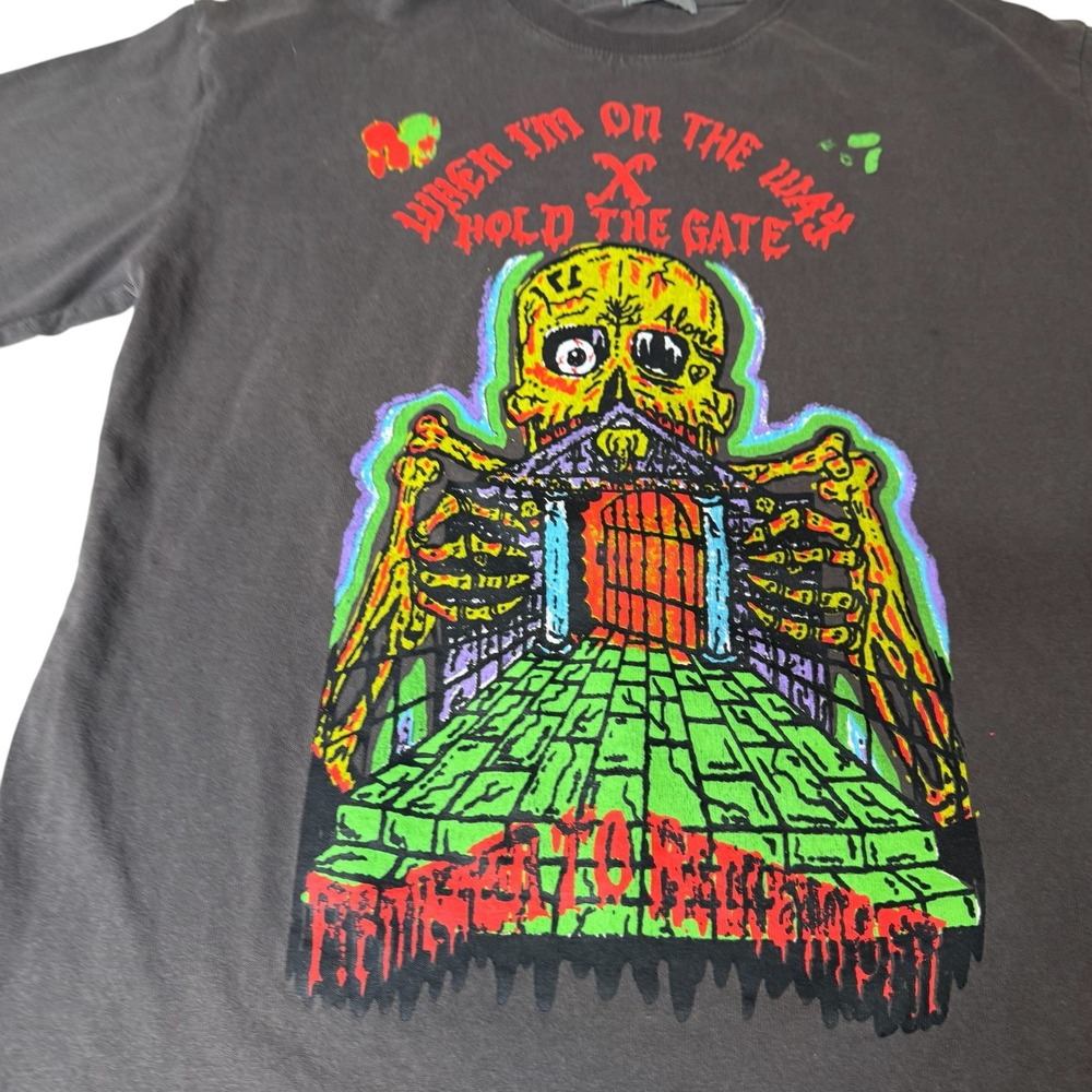 HBAT Kanye West Graphic Print T-Shirt Skeleton Cookie HOLD THE GATE Men's M-L - Picture 5 of 7